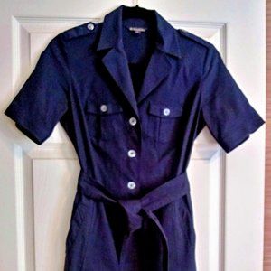 Trendy navy trench/military style shirt dress